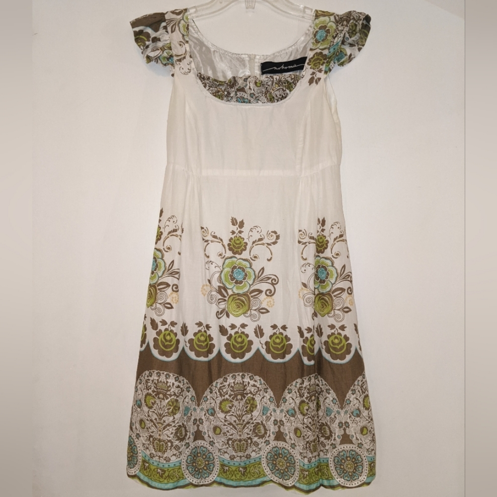 Nokomis empire waist dress, sz 4-6, vintage cotton print